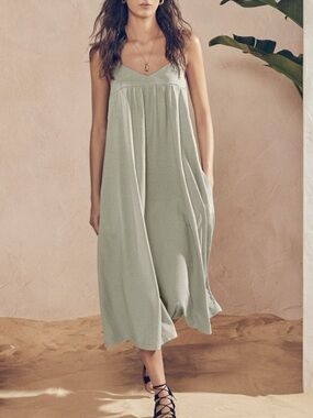 Wrap London Cabana Collection Hemp Blend Beach Dress in Soft Sage - Size 6